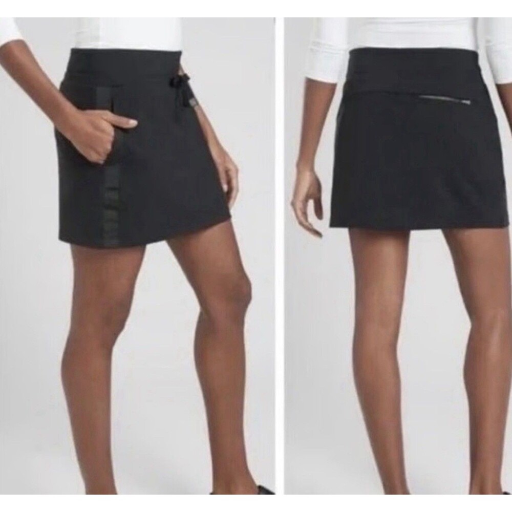 Athleta Black Metro Downtown Skort XS Drawstring Athletic Tennis Golf Skirt